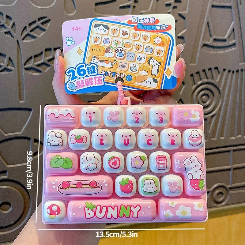 Phone Accessories Charms - 26-кнопочный антистрессовый кликер-кейкап с брелоком, мультяшный