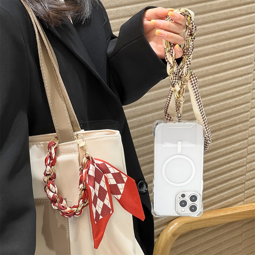 Phone Accessories Chain - Универсальный короткий ремешок-шарф из шелка для