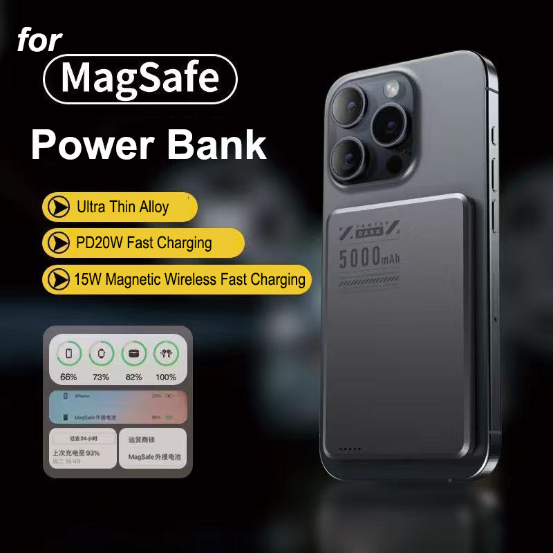 Power Bank Slim - Ультратонкий магнитный внешний аккумулятор Qi2, беспроводной