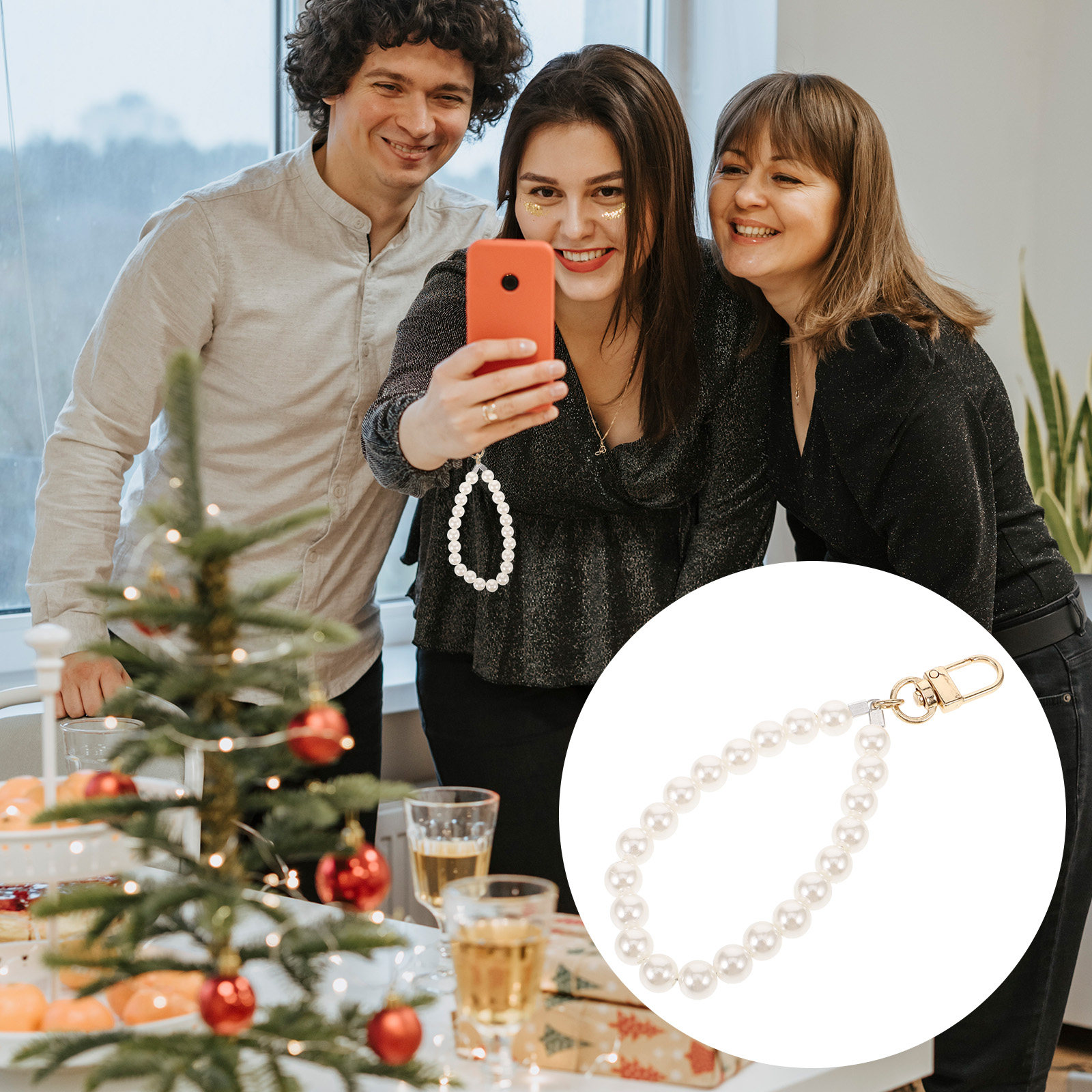 Phone Accessories Charms - Декоративный ремешок-подвеска для телефона с жемчужными