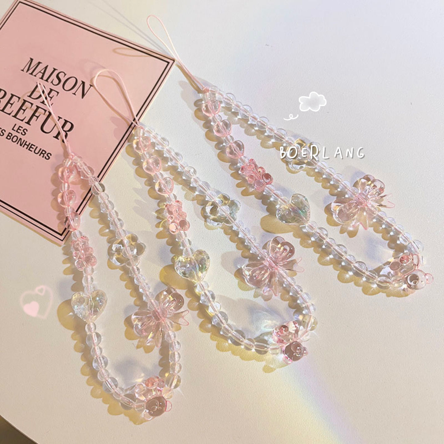 Phone Accessories Chain - Ремешок-брелок для телефона: корейский дизайн, розовый